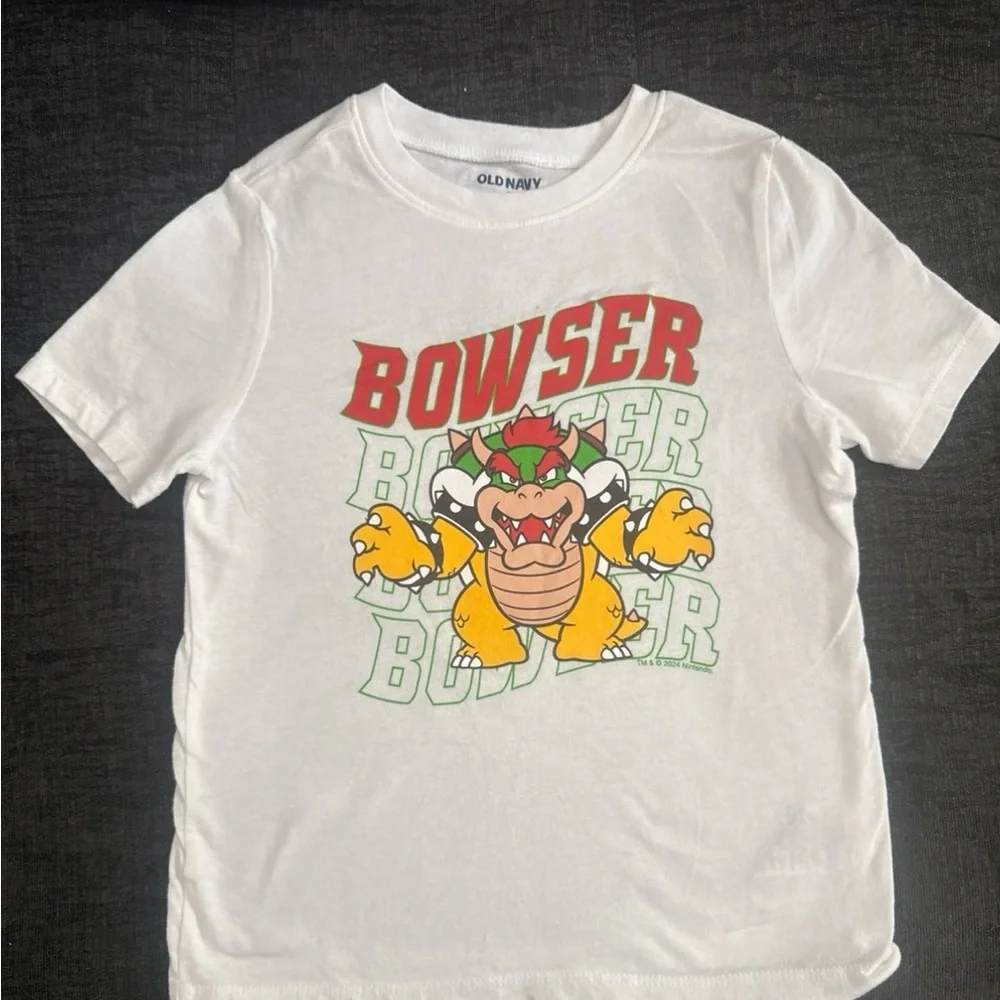 Old Navy Kids White Tee with Bowser Graphic